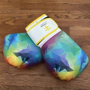 Boxing gloves with wraps worn three times